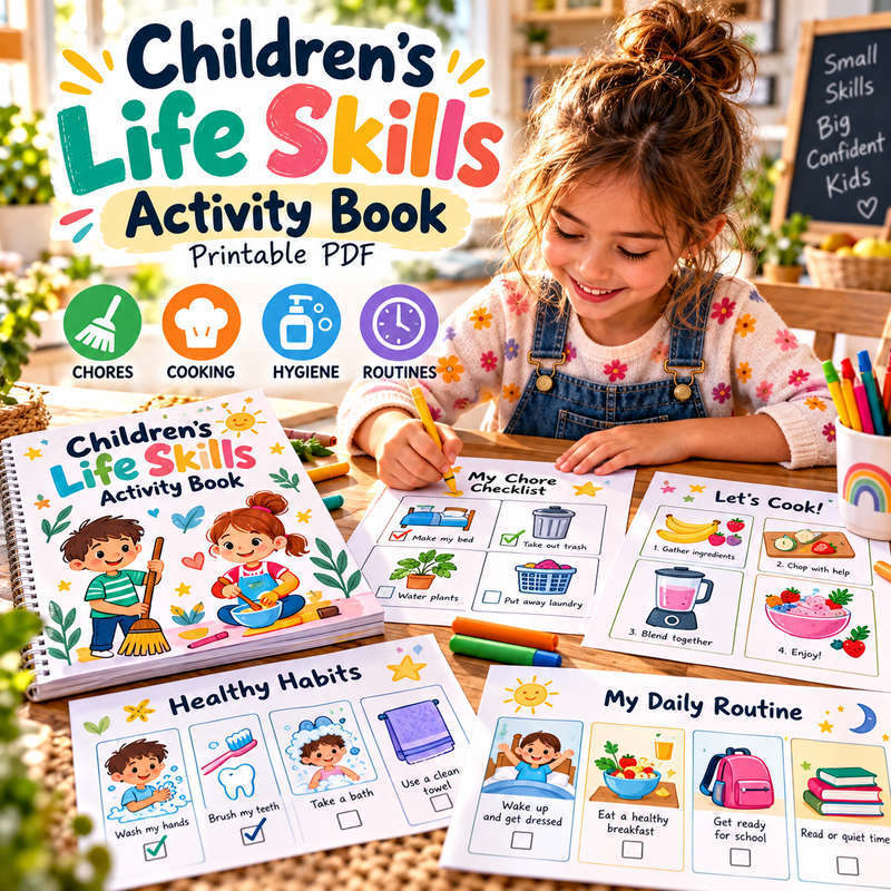 Children's Life Skills Activity Book (Printable PDF)