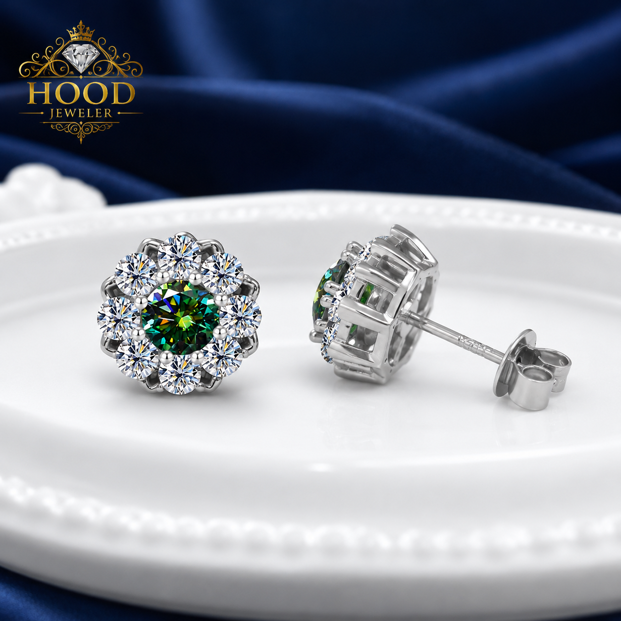 Luxe S925 Zilveren Oorbellen met Groene Moissanite
