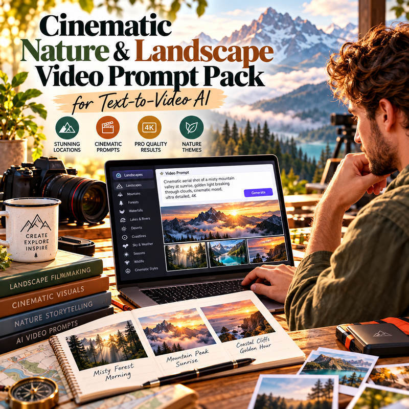 Cinematic Nature & Landscape Video Prompt Pack (Text-to-Video AI)