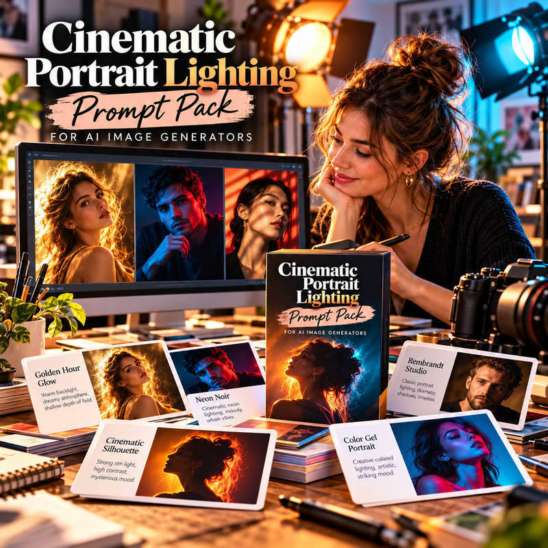 Cinematic Portrait Lighting Prompt Pack for AI Image Generators